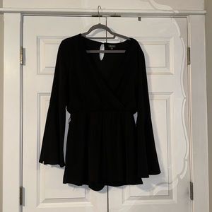 Lily Rose Black Long-Sleeve Romper